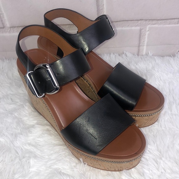 Sarto by Franco Sarto Polly Wedge Black Leather - Picture 3 of 13